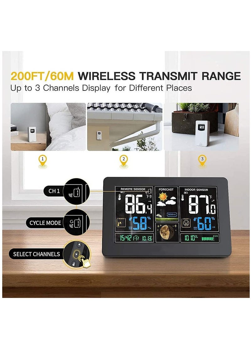 KASTWAVE - Weather Station Wireless Indoor Outdoor Thermometer, Color Display Digital Weather Thermometer with Atomic Clock, Forecast Station with Calendar and Adjustable Backlight - Image 1