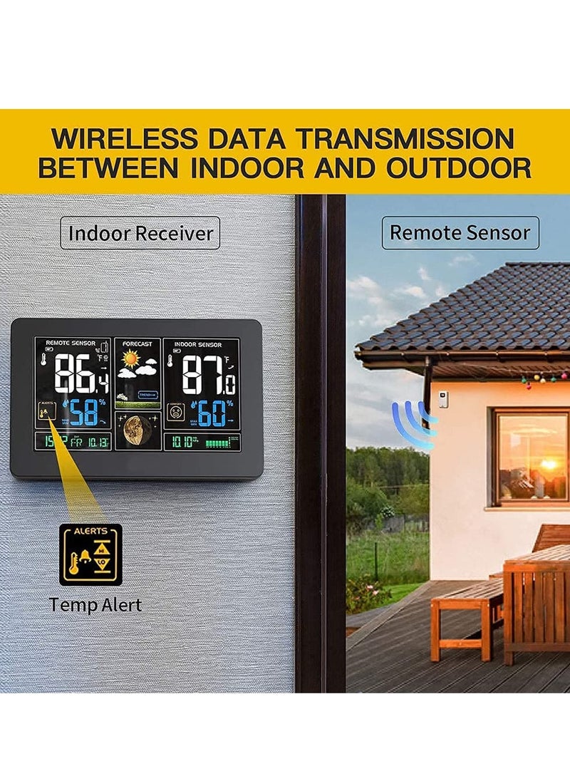KASTWAVE - Weather Station Wireless Indoor Outdoor Thermometer, Color Display Digital Weather Thermometer with Atomic Clock, Forecast Station with Calendar and Adjustable Backlight - Image 1