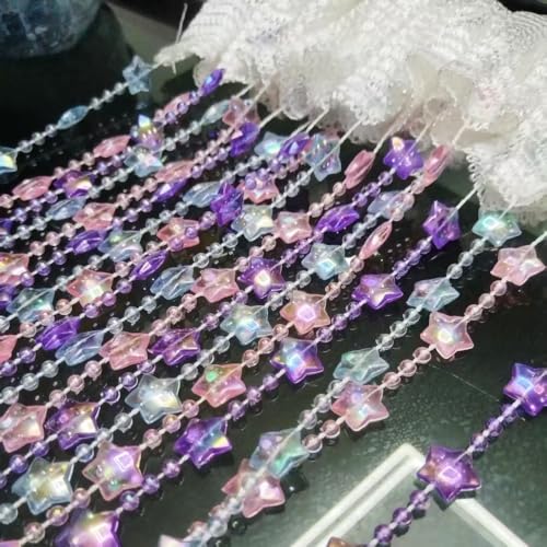 ave split Beaded Curtain Doorways Star Acrylic Hanging Door Beads String Curtains Tassel Room Divider Screen Decor for Doorway Window Living Room Wedding 049Star (Colourful Star) - Image 3