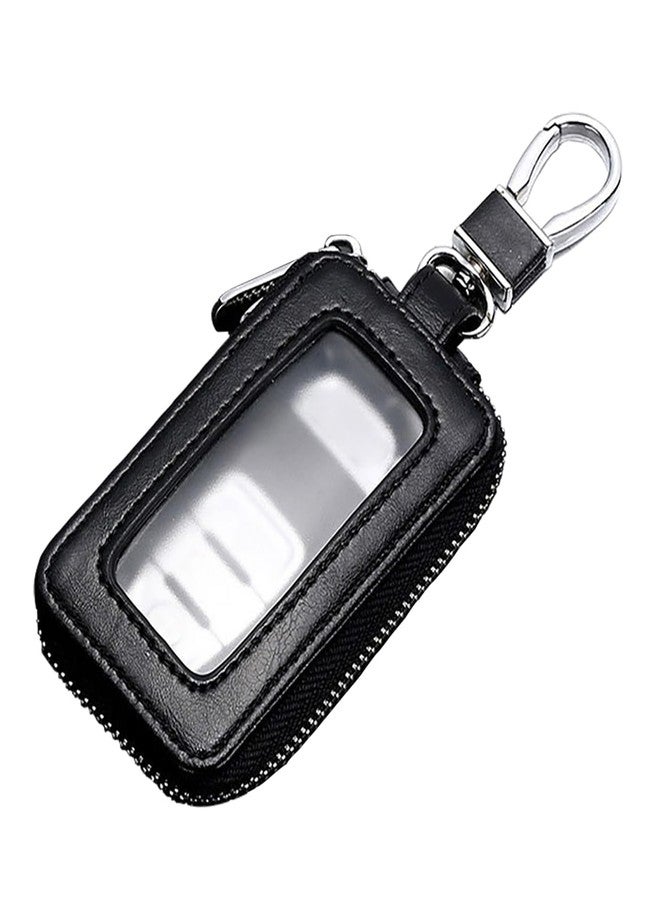vvag Premium Car Key Fob Case Genuine Leather Car Smart Key fob Holder Car Remote Keychain Bag Universal (Black) - Image 1