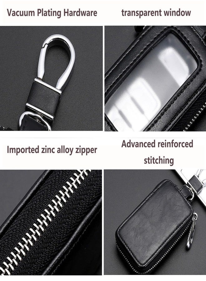 vvag Premium Car Key Fob Case Genuine Leather Car Smart Key fob Holder Car Remote Keychain Bag Universal (Black) - Image 3