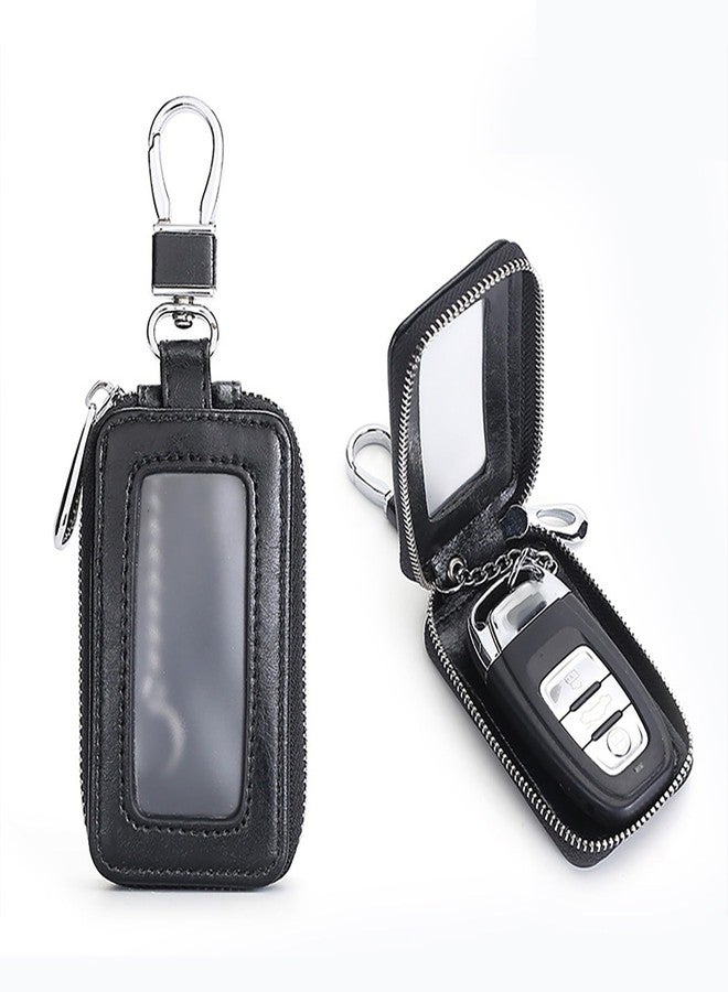 vvag Premium Car Key Fob Case Genuine Leather Car Smart Key fob Holder Car Remote Keychain Bag Universal (Black) - Image 5