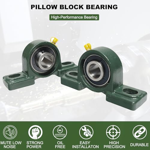 SACKORANGE 2 Pack UCP204-12 Pillow Block Mounted Ball Bearing - 3/4" Bore - Solid Cast Iron Base - Self Aligning - Image 3