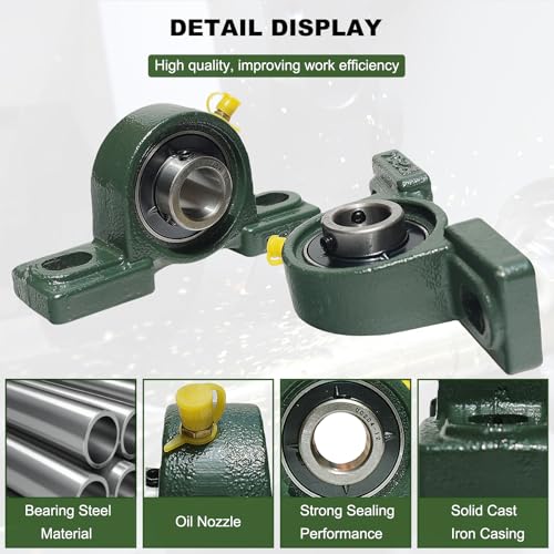 SACKORANGE 2 Pack UCP204-12 Pillow Block Mounted Ball Bearing - 3/4" Bore - Solid Cast Iron Base - Self Aligning - Image 4