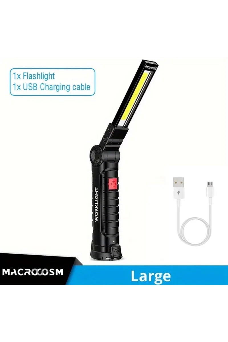 Lithium Metal W52 USB Rechargeable Camping LED Flashlight Work Light with Magnet and Hook IP64 Water