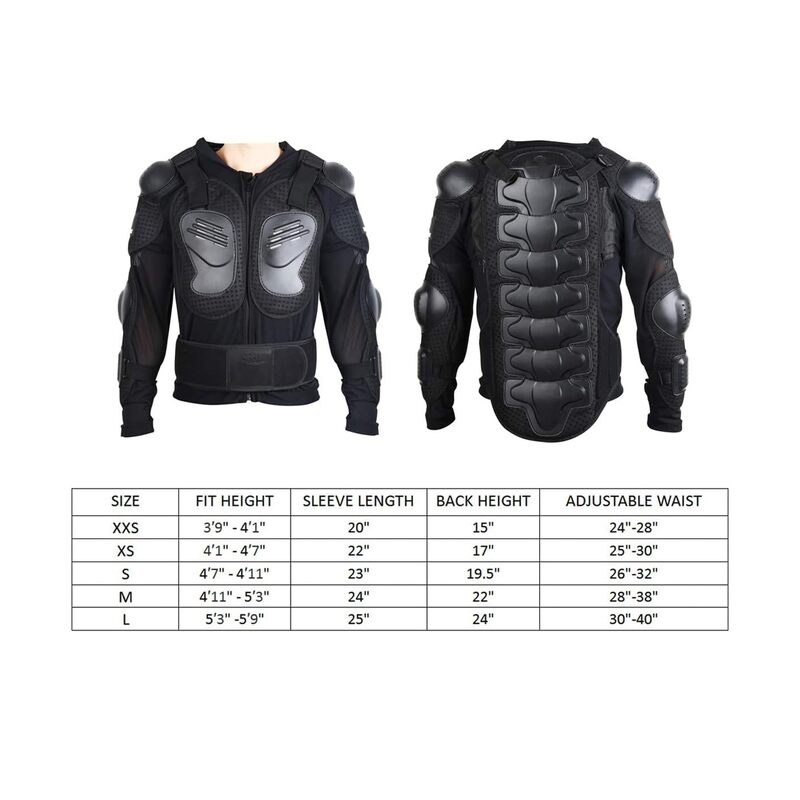 واقي صدر وعمود فقري للدراجات النارية، سترة واقية للجسم، واقيات للمرفقين والركبتين والساقين، طقم واقيات للجسم بالكامل للدراجات النارية (المقاس: أسود - كبير جدًا) 0.8 كجم، 50 × 30 × 8 سم - Image 2