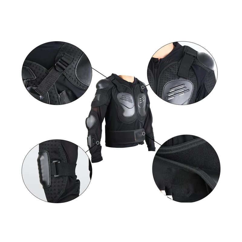 واقي صدر وعمود فقري للدراجات النارية، سترة واقية للجسم، واقيات للمرفقين والركبتين والساقين، طقم واقيات للجسم بالكامل للدراجات النارية (المقاس: أسود - كبير جدًا) 0.8 كجم، 50 × 30 × 8 سم - Image 4