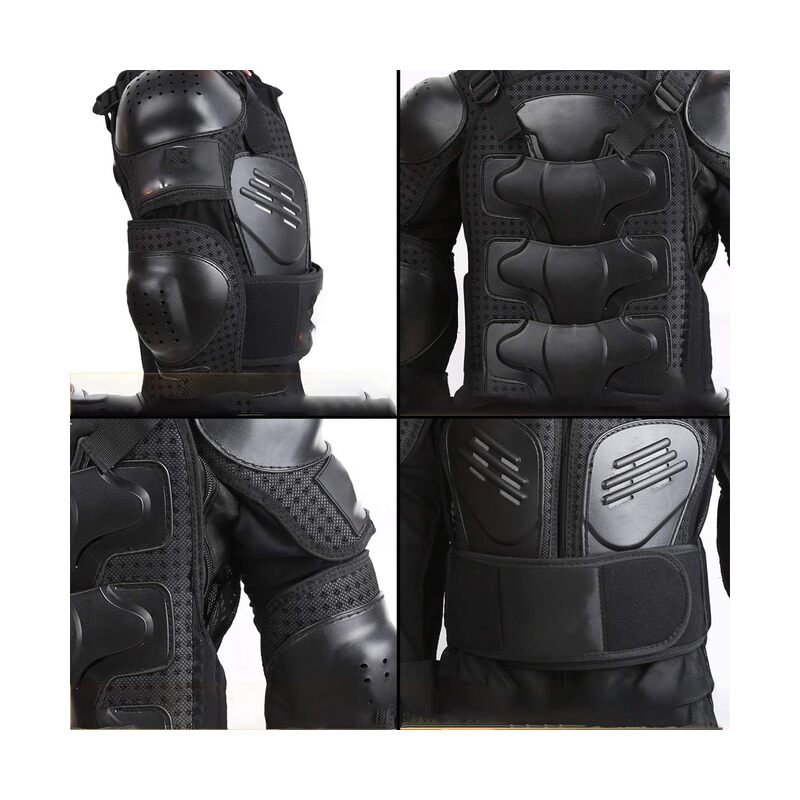 واقي صدر وعمود فقري للدراجات النارية، سترة واقية للجسم، واقيات للمرفقين والركبتين والساقين، طقم واقيات للجسم بالكامل للدراجات النارية (المقاس: أسود - كبير جدًا) 0.8 كجم، 50 × 30 × 8 سم - Image 3