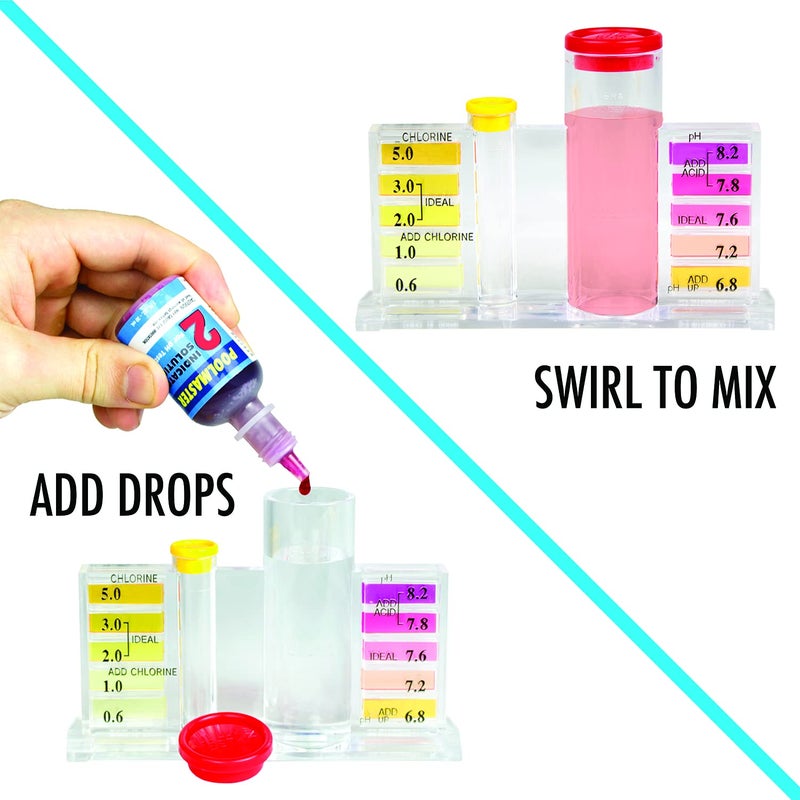 Poolmaster 22260 مجموعة اختبار كيمياء المياه لحمام السباحة أو السبا 5 طرق مع حقيبة، مجموعة أساسية - Image 4