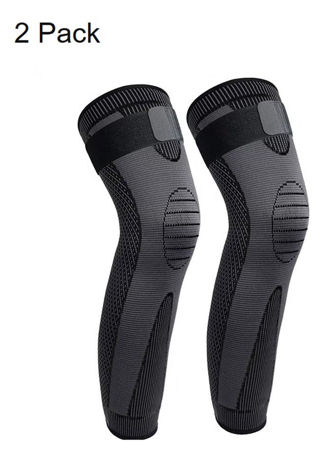 Happy D Leg Compression Sleeve Full Leg 2 Pack Long Knee Brace for Men Women Knee Support Protector for Running,Weightlifting, Workout and other Sport - Image 1