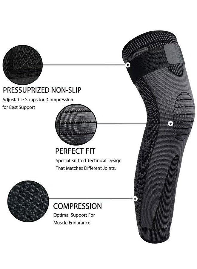 Happy D Leg Compression Sleeve Full Leg 2 Pack Long Knee Brace for Men Women Knee Support Protector for Running,Weightlifting, Workout and other Sport - Image 2