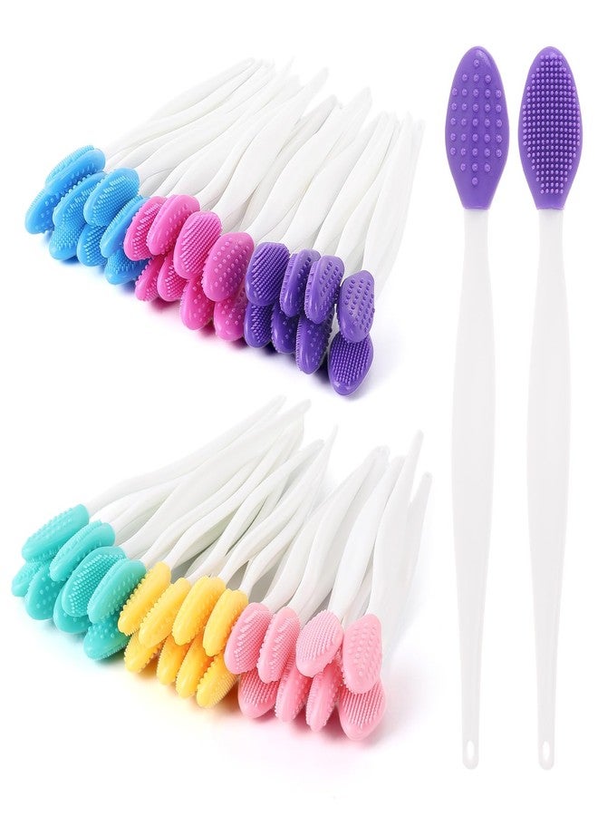 Tbestmax 48 Pack Lip Scrub Brush, Silicone Double Sided Lip Exfoliator Brush for Men Women Lip Lightening for Dark Lips - 6 Colors - Image 1