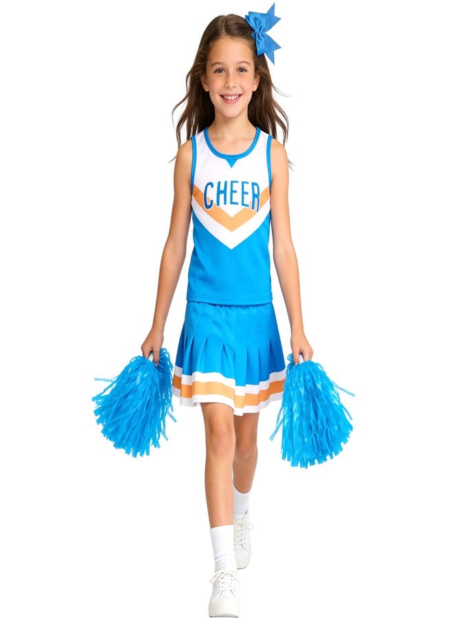 Davsolly Ice Blue Cheerleader Costume for Girls Cheerleading Outfit for kids Cheer Up Halloween Cosplay Birthday Gifts - Image 1