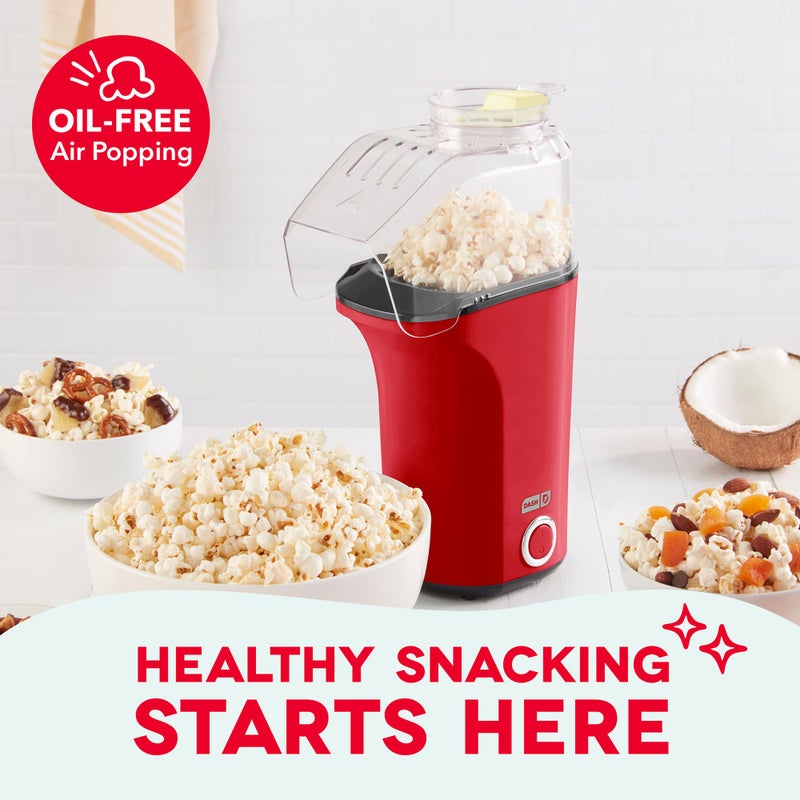 Dash Fresh Pop Popcorn Maker - Oil-Free, Air Popcorn Popper - With Measuring Cup & Recipe Guide - Perfect for Movie Nights - 16 Cups, Red - Image 2