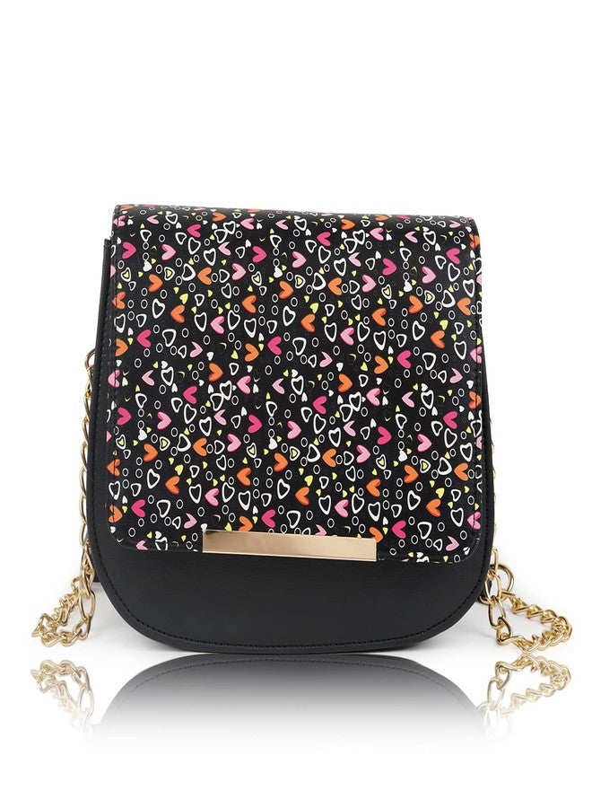 ROLEXO PU Synthetic Leather Classic Heart Printed Daytrip Hobo Flap Closure Shoulder College Office Slingbag For Women - Image 1