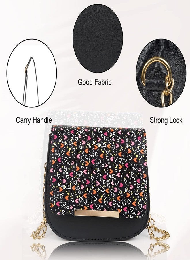 ROLEXO PU Synthetic Leather Classic Heart Printed Daytrip Hobo Flap Closure Shoulder College Office Slingbag For Women - Image 5
