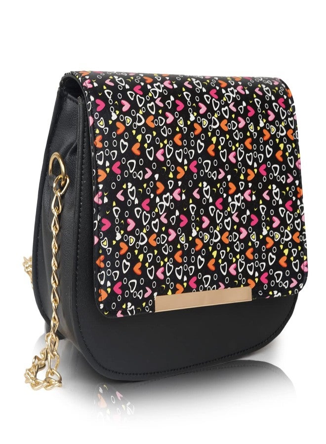 ROLEXO PU Synthetic Leather Classic Heart Printed Daytrip Hobo Flap Closure Shoulder College Office Slingbag For Women - Image 2