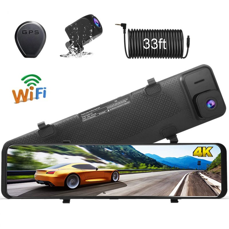 4K Dash Camera Black - Front 4K 1080P Rear Dual Lens Infrared Night Vision Loop Recording Parking Monitoring G-sensor for Car Driving Parking Protection - Image 1