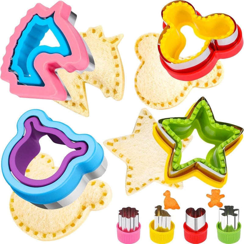 HINZER 8 Pcs Sandwich Cutter Maker Bear Mouse Unicorn Star Shape Sandwich Cutters for Kids Lunch Bread Decruster Sandwiches Cruster Fruit Cutters Cookie Mold for Boys Girls Bento Box