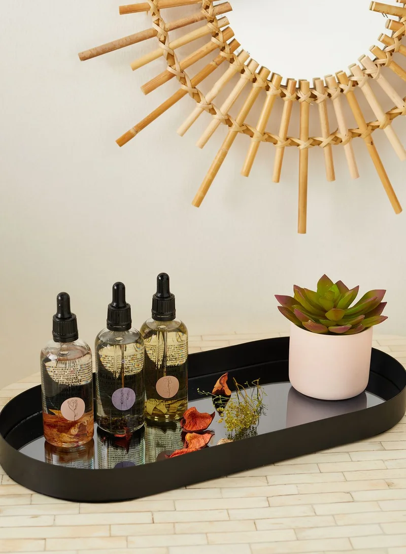present time Mirage Oval Smokey Mirror Display Tray