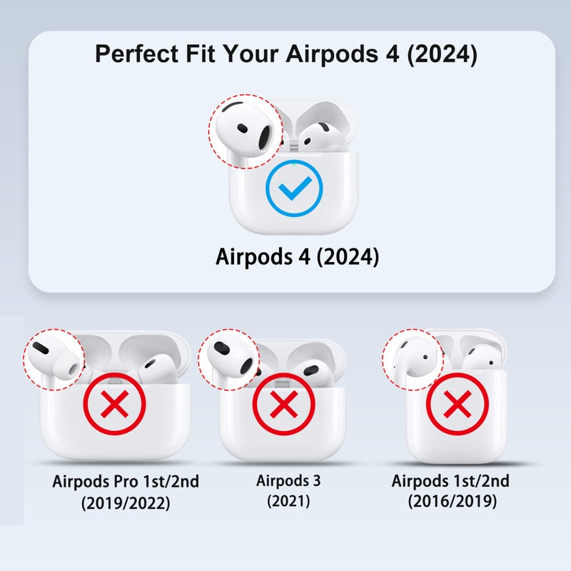 Valkit Compatible AirPods 4 Case Cover, Soft TPU Airpods 4th Generation Case Clear with Cleaner Kit, Shockproof Protective Cases with Keychain for Apple AirPods 4 Gen Cases for Women Men - Clear - Image 2