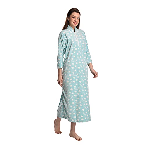 CIERGE Women's Wool Abstract Print Maxi Nighty (CIERGE WOOL MAXI_Sky Blue_Free Size) - Image 3