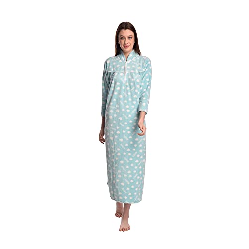 CIERGE Women's Wool Abstract Print Maxi Nighty (CIERGE WOOL MAXI_Sky Blue_Free Size) - Image 1