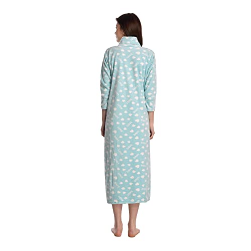 CIERGE Women's Wool Abstract Print Maxi Nighty (CIERGE WOOL MAXI_Sky Blue_Free Size) - Image 4