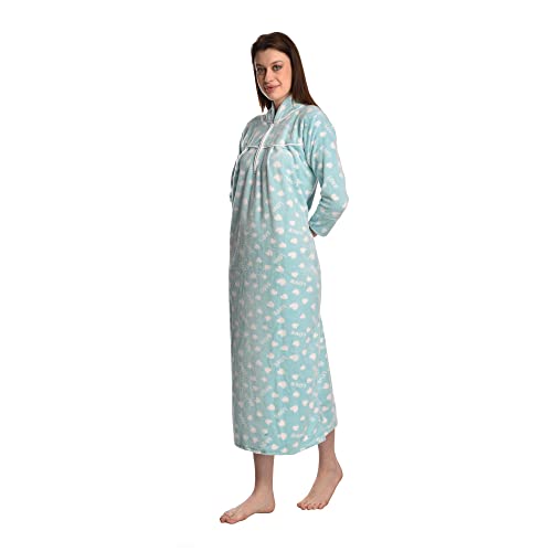 CIERGE Women's Wool Abstract Print Maxi Nighty (CIERGE WOOL MAXI_Sky Blue_Free Size) - Image 2