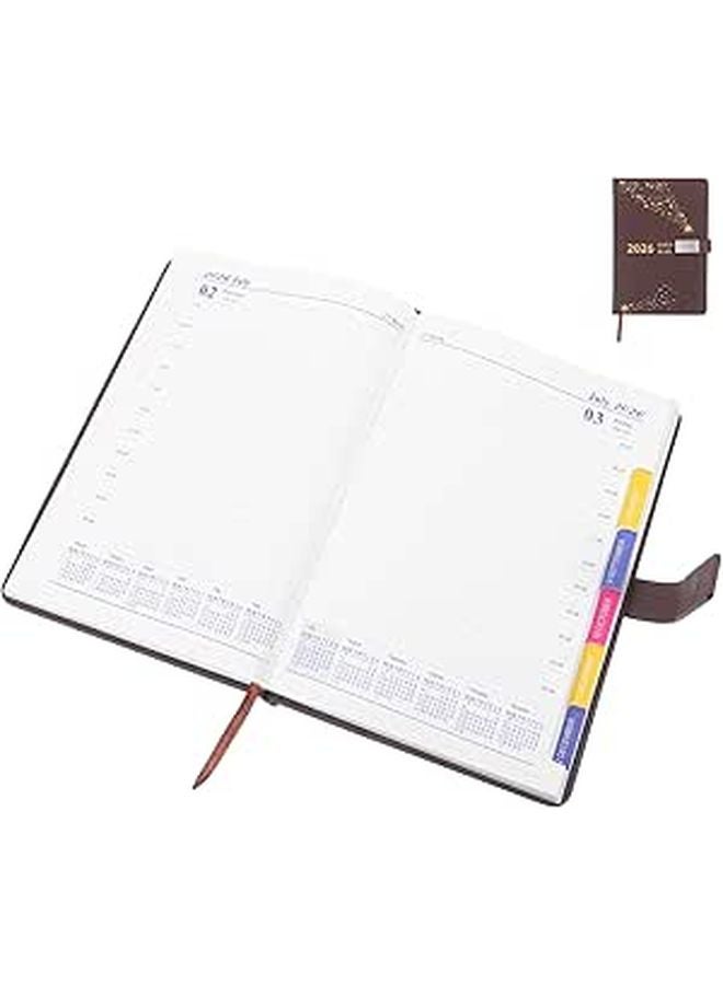 A5 Weekly Monthly Planner Leather Notebook With Index For Business Office Travel - Image 1