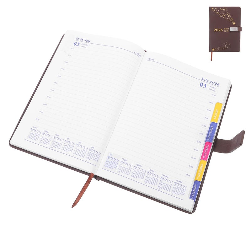 A5 Weekly Monthly Planner Leather Notebook With Index For Business Office Travel - Image 2