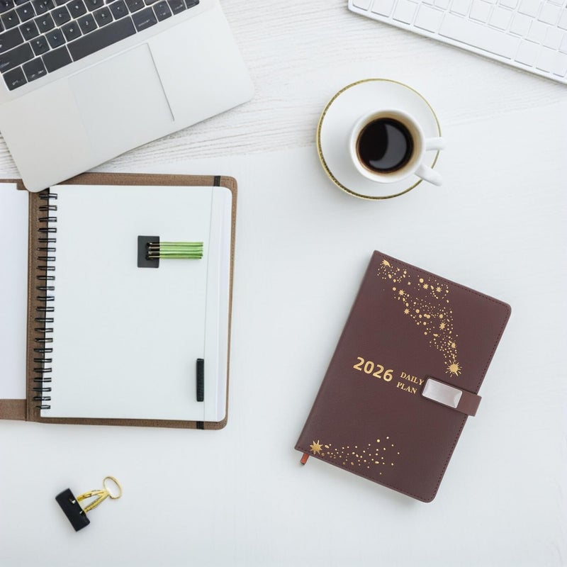 A5 Weekly Monthly Planner Leather Notebook With Index For Business Office Travel - Image 5