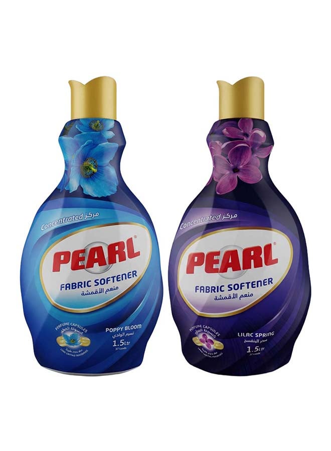 Pearl Fabric Softener Concentrate 2 x 1.5L Promo Pack Poppy Bloom & Lilac Spring Perfume Capsules Long Lasting Fragrance 2 x 1.5L, 3 L