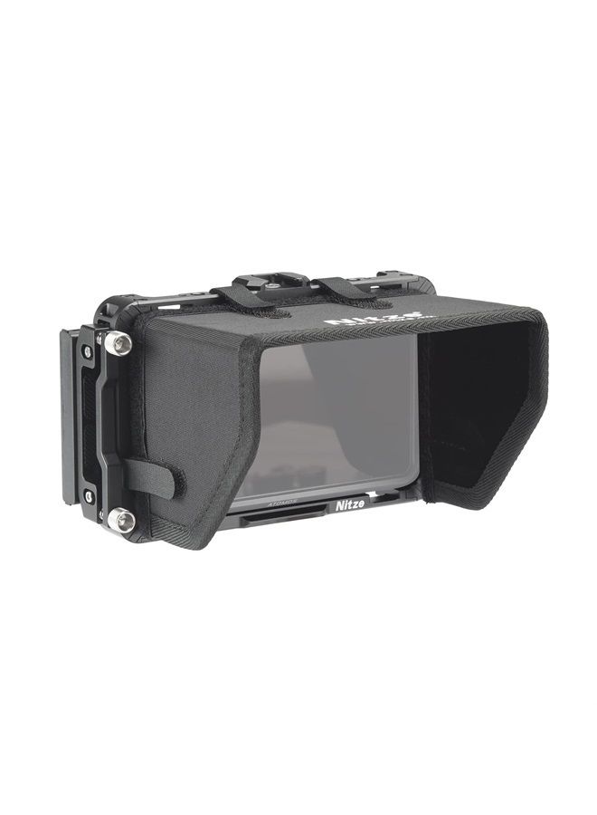 Nitze قفص لمراقبات Atomos Ninja V/Ninja V+ / Shinobi/ZATO Connect مع غطاء شمس، مشبك كابل HDMI وسكة NATO مدمجة - JT-A02B - Image 1