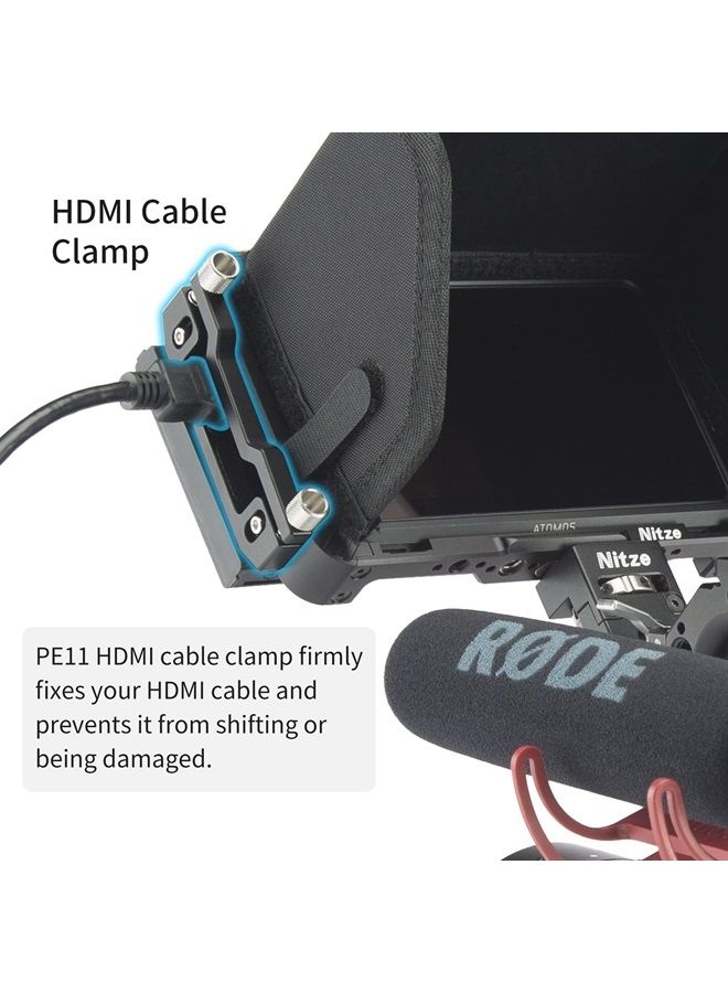 Nitze قفص لمراقبات Atomos Ninja V/Ninja V+ / Shinobi/ZATO Connect مع غطاء شمس، مشبك كابل HDMI وسكة NATO مدمجة - JT-A02B - Image 3