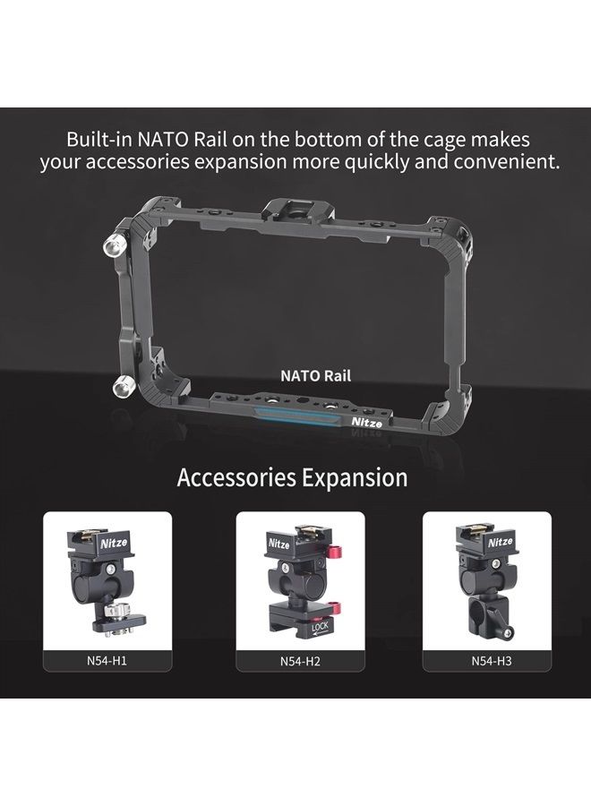 Nitze قفص لمراقبات Atomos Ninja V/Ninja V+ / Shinobi/ZATO Connect مع غطاء شمس، مشبك كابل HDMI وسكة NATO مدمجة - JT-A02B - Image 4