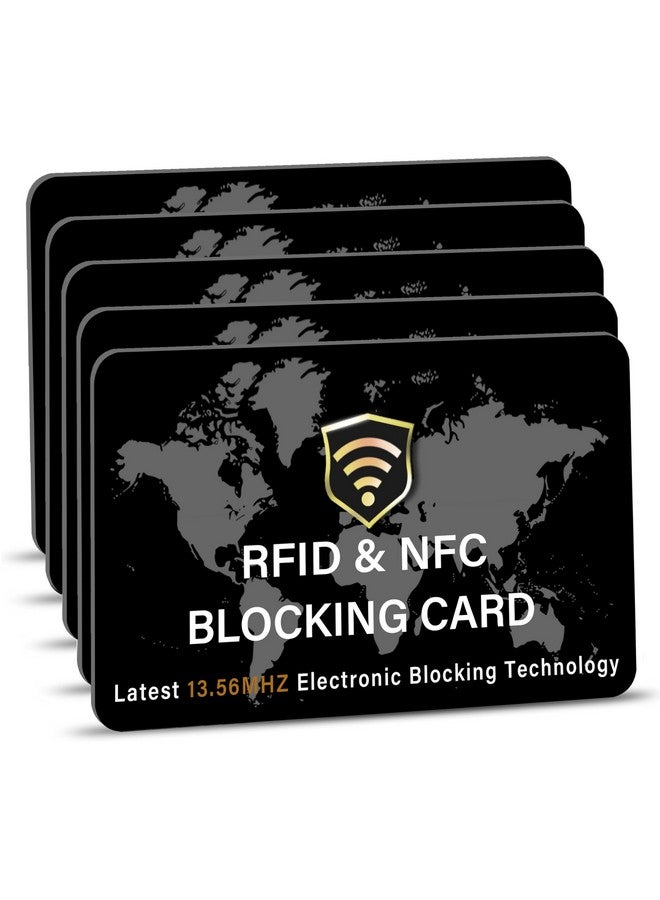 SaiTech IT Rfid Blocking Card Nfc Contactless Debit/Credit Card Atm Passport Protector Ideal For Men & Women Slim With World Map Design Perfectly Fit In Wallet (5 Pcs Black Worldmap)  - Image 1