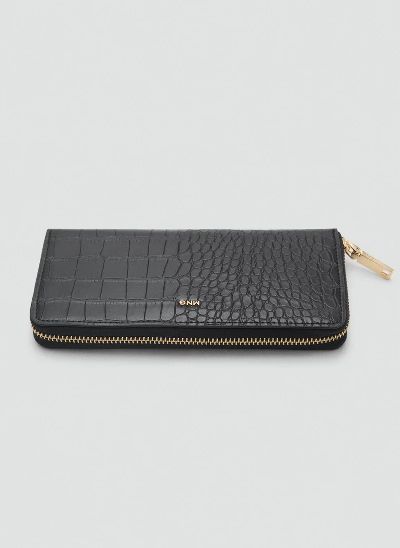 MANGO Casual Croc-Effect Wallet