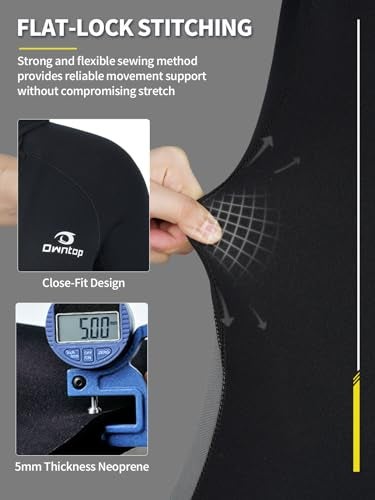 Owntop 5mm Wetsuit for Men - Long Sleeve Full Diving Suits Stretch One Piece Dive Skin UPF50+ Thermal Neoprene Swimwear Ideal for Scuba Surfing Snorkeling, Gray M - Image 4