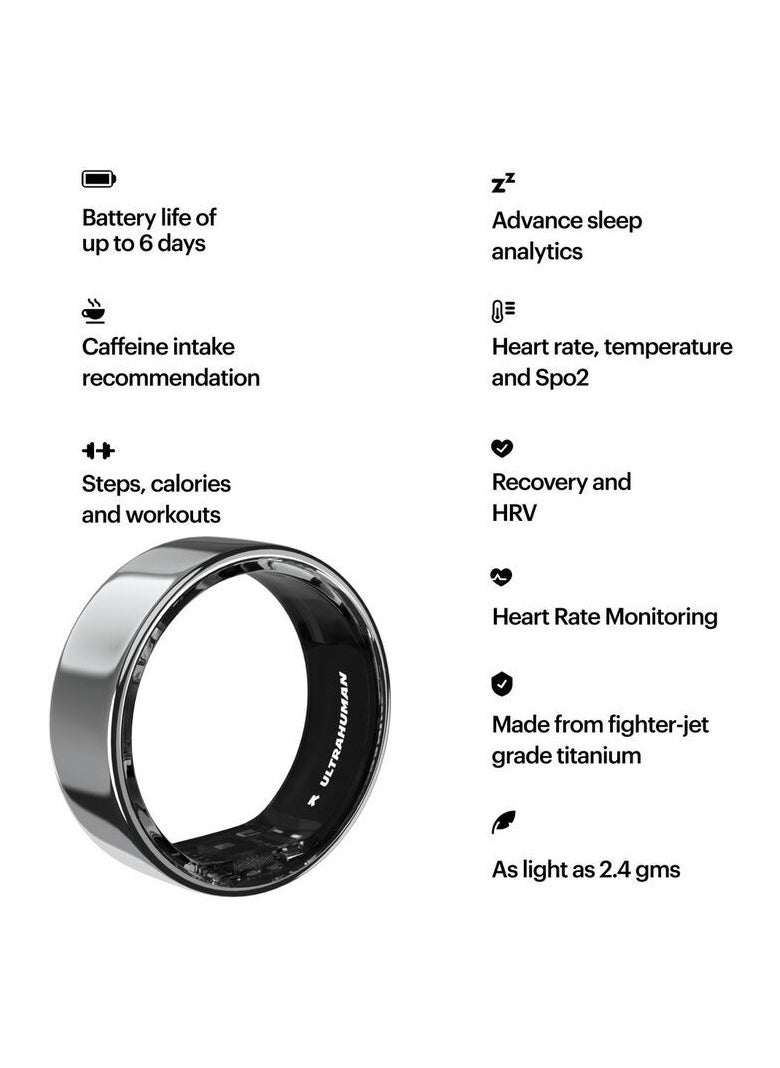 ULTRAHUMAN - Ring AIR - Advanced sleep-tracking wearable, HRV & Temperature Monitoring,Track workout, movement & recovery, Water resistant, 6 Days Battery Life with Lifetime Free Subscription (Size 7) - Air Silver - Image 1