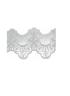Daisy Embroidered Daisy Edge Bridal Organza Trim 3-1/4 inch White  - Image 3