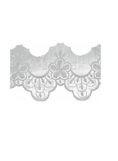 Daisy Embroidered Daisy Edge Bridal Organza Trim 3-1/4 inch White  - Image 2
