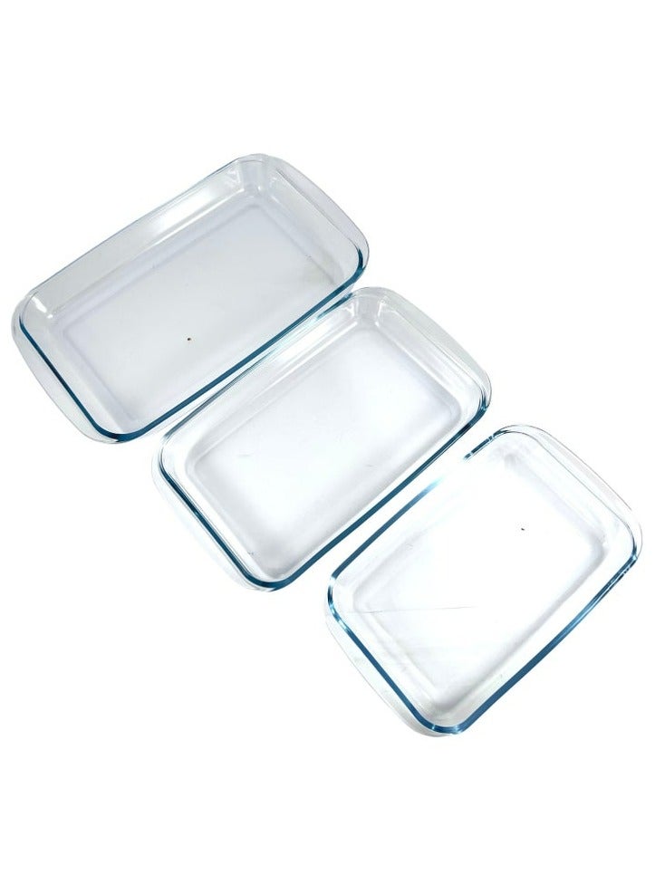 Homemaker Premium 3-Piece Rectangular Glass Baking Dish Set – 2.9L, 2.2L & 1.6L – Crystal Clear, Turkish-Made, Oven-Safe & Durable Quality - Image 3