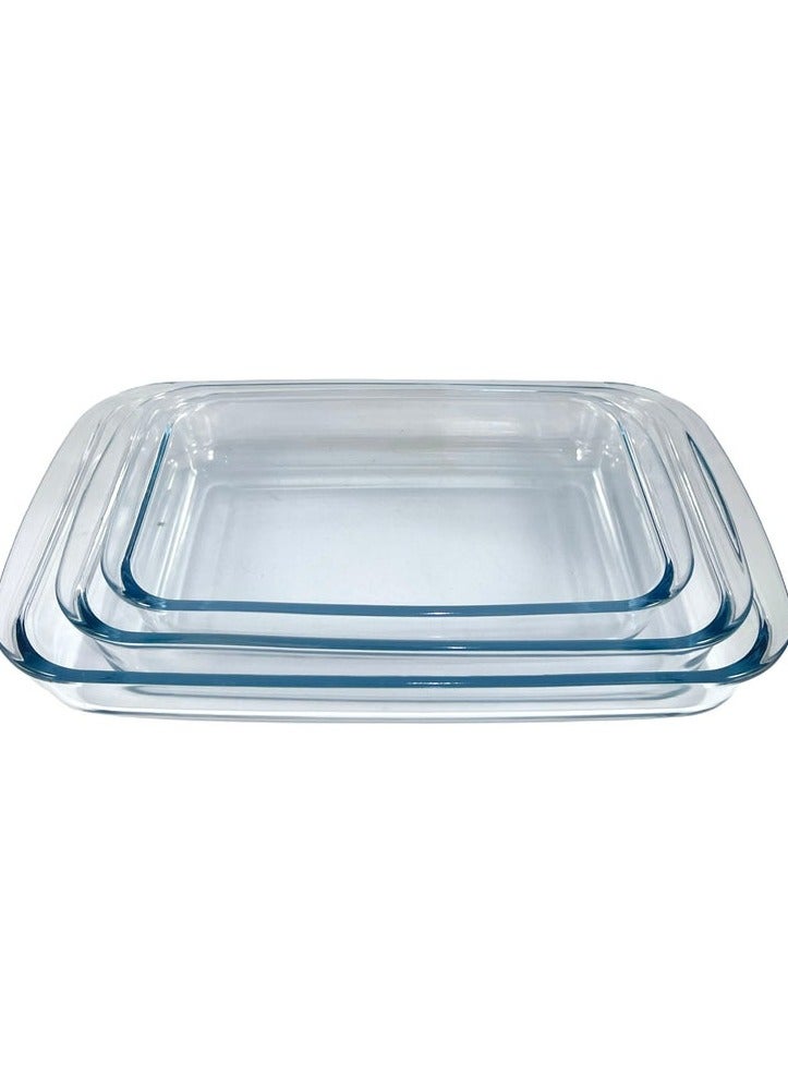 Homemaker Premium 3-Piece Rectangular Glass Baking Dish Set – 2.9L, 2.2L & 1.6L – Crystal Clear, Turkish-Made, Oven-Safe & Durable Quality - Image 2