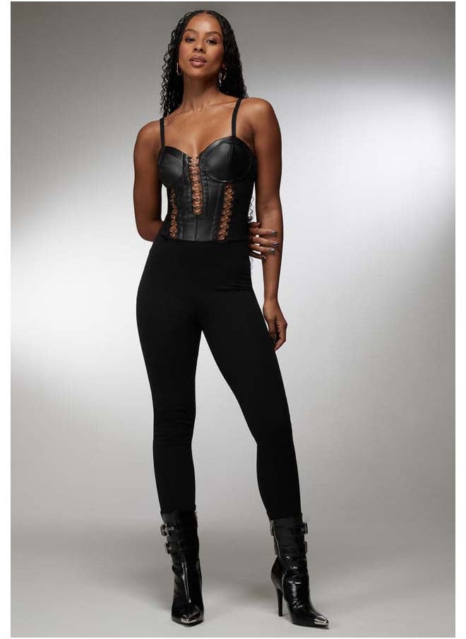 bebe - Vegan Leather Combo Ring Detail Pdr Catsuit - Image 1