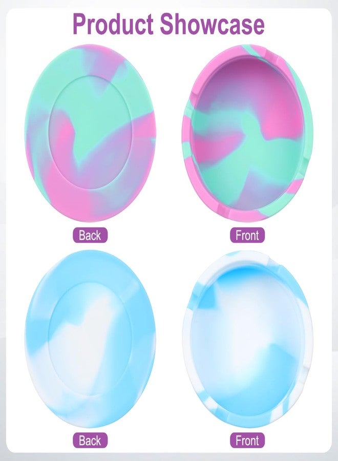 JECOMPRIS 2pcs Silicone Ashtrays, round Small Containers, Non-slip Unbreakable Indoor Outdoor Home and Office Mint Green Rose Red and Sky Blue Camouflage - Image 3
