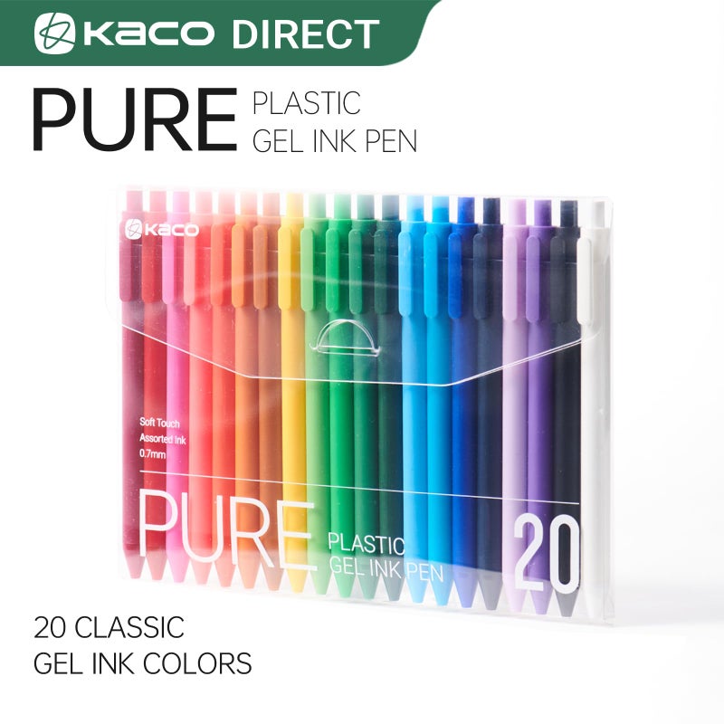 Kaco PURE Gel Pens 20 Pieces 0.7mm Assorted Color Ink Aesthetic Journaling Pens Cute, Retractable, Soft Touch Barrel, Quick Drying - Image 2