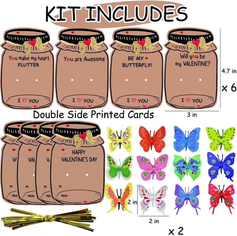 Children'S Valentine'S Day Gift Card Set With Butterfly Doll Boys Girls Valentine'S Day Card Classroom Gift Exchange - Image 2