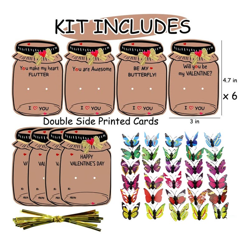 Children'S Valentine'S Day Gift Card Set With Butterfly Doll Boys Girls Valentine'S Day Card Classroom Gift Exchange - Image 1