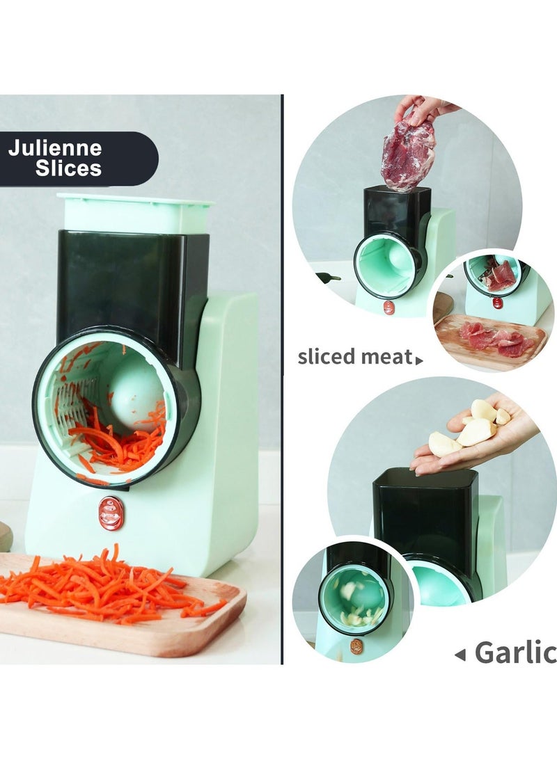 Denx DX2042 - Electric Vegetable Cutter , Electric Cheese Grater Detachable Cheese Shredder with 3 Blades USB Rechargeable Vegetable Chopper Professional Multipurpose Electric Slicer for Meat Fruit Vegetable - Image 4